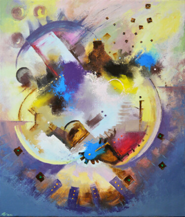 Картина под названием "Механический синтез" - Vadim Stolyarov, Подлинное произведение искусства, Масло