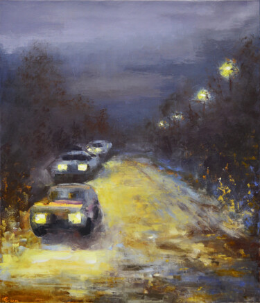 Peinture intitulée "Ночные путники" par Vadim Stolyarov, Œuvre d'art originale, Huile