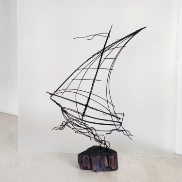Rzeźba zatytułowany „Sailing boat under…” autorstwa Vadim Studenov, Oryginalna praca, Metale