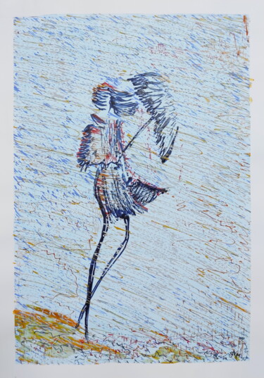 Desenho intitulada "Autumn wind" por Vadim Studenov, Obras de arte originais, Acrílico