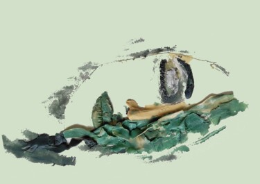 Collages titled "Sleeping mermaid" by Vadim Studenov, Original Artwork, Collages