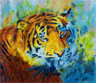 Картина под названием "Tiger" - Vadim Zdesenko (Vazdart), Подлинное произведение искусства, Масло