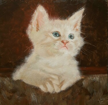 Картина под названием "Kitten fluffy" - Vadim Zdesenko (Vazdart), Подлинное произведение искусства, Масло