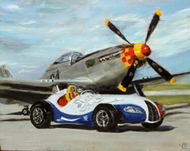 Картина под названием "Airplane and car" - Vadim Zdesenko (Vazdart), Подлинное произведение искусства, Масло