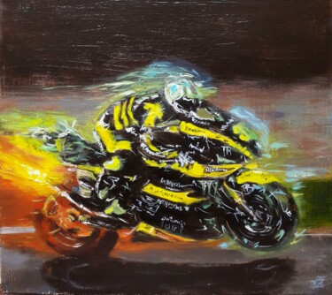 Картина под названием "Sportbike racer" - Vadim Zdesenko (Vazdart), Подлинное произведение искусства, Масло