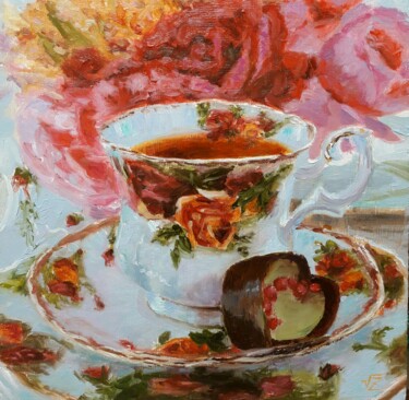Картина под названием "Cup of tea #2" - Vadim Zdesenko (Vazdart), Подлинное произведение искусства, Масло