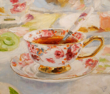 Картина под названием "Tea cup #3" - Vadim Zdesenko (Vazdart), Подлинное произведение искусства, Масло