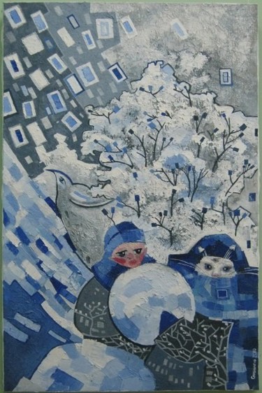 белая кошка зима 64x100 cm ©2011 by vadimstrelchenya