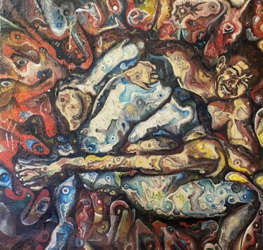 Pintura titulada "Jacó e o Anjo I (Ja…" por Vadison Almeida, Obra de arte original, Oleo Montado en Bastidor de camilla de m…