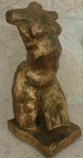 Sculpture intitulée "jf_face.jpg" par Veronique Andruet (vad), Œuvre d'art originale, Terre cuite
