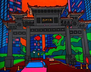 Картина под названием "Shenzhen. New Neigh…" - Vadym Mykhalchuk, Подлинное произведение искусства, Масло