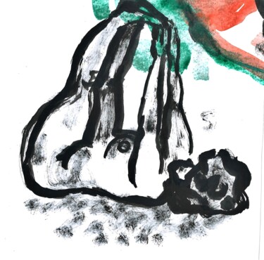 Drawing titled "Model lying down" by Vaenaton, Original Artwork, Ink