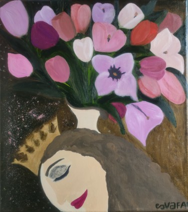 Schilderij getiteld "Dream of a princess" door Vafa Majidli, Origineel Kunstwerk, Olie Gemonteerd op Frame voor houten branc…