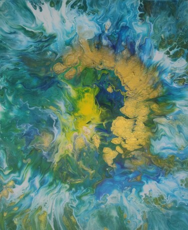 Pintura titulada "Emerald waves" por Vafa Majidli, Obra de arte original, Acrílico Montado en Bastidor de camilla de madera