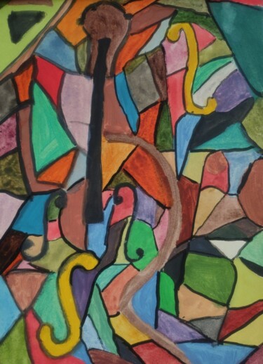 Peinture intitulée "Voice fragments of…" par Vafa Majidli, Œuvre d'art originale, Aquarelle