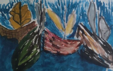 Pintura intitulada "Four Stories - PRINT" por Vafa Majidli, Obras de arte originais, Aquarela