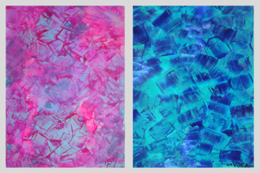 Peinture intitulée ""Pink & Blue" Dipty…" par Vafa Majidli, Œuvre d'art originale, Acrylique