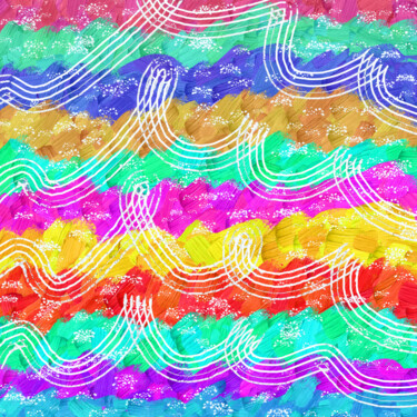 Gravures & estampes intitulée "Colorful Sea waves" par Vafa Majidli, Œuvre d'art originale, Impression numérique