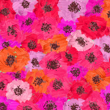 Druckgrafik mit dem Titel "Colorful Poppies 3…" von Vafa Majidli, Original-Kunstwerk, Digitaldruck