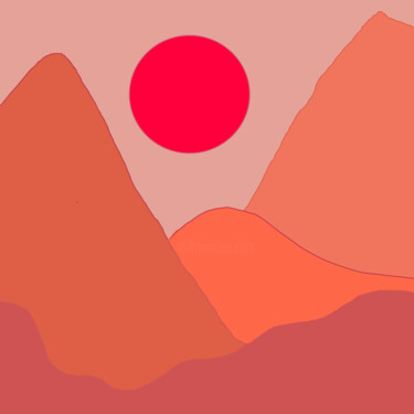 Druckgrafik mit dem Titel "Red Sun. Orange Mou…" von Vafa Majidli, Original-Kunstwerk, Digitaldruck