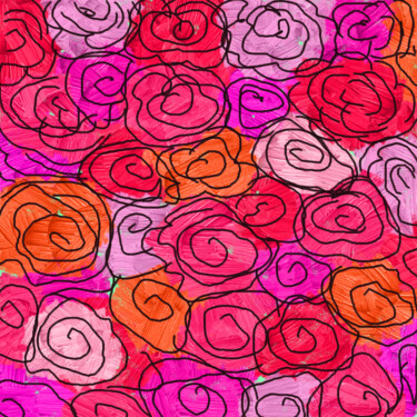 Druckgrafik mit dem Titel "Roses from childhoo…" von Vafa Majidli, Original-Kunstwerk, Digitaldruck