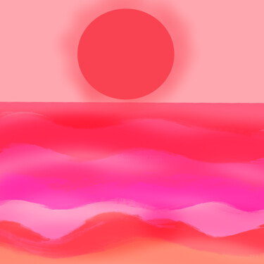 Druckgrafik mit dem Titel "Red Sunset- Print" von Vafa Majidli, Original-Kunstwerk, Digitaldruck