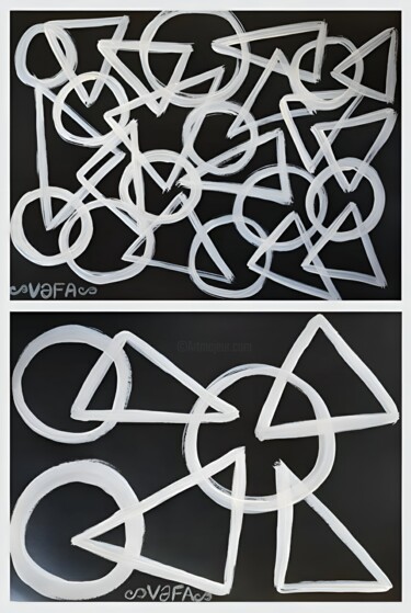 Malerei mit dem Titel ""Circles & Triangle…" von Vafa Majidli, Original-Kunstwerk, Acryl