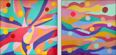 Pittura intitolato ""Colorful Surreal D…" da Vafa Majidli, Opera d'arte originale, Acrilico