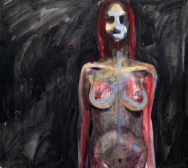 Painting titled "Nude Elegance 1" by Vafa, Original Artwork, Acrylic
