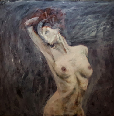 Painting titled "Nude Elegance 4" by Vafa, Original Artwork, Acrylic