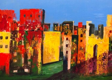 Pittura intitolato "My city" da Vagharshak Abrahamyan, Opera d'arte originale, Olio