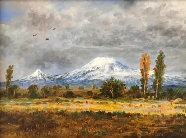 Pintura titulada "Ararat in autumn" por Vagharshak Abrahamyan, Obra de arte original, Oleo
