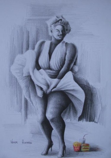 Desenho intitulada "Marilyn" por Vagner Queiroz, Obras de arte originais