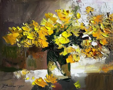 Картина под названием "Golden Petal Sympho…" - Vahe Bagumyan, Подлинное произведение искусства, Масло Установлен на Деревянн…