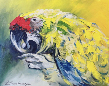 Painting titled "Vivacious Feathers" by Vahe Bagumyan, Original Artwork, Oil Mounted on Wood Stretcher frame