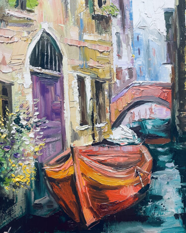 Картина под названием "Venetian Serenity" - Vahe Bagumyan, Подлинное произведение искусства, Масло Установлен на Деревянная…