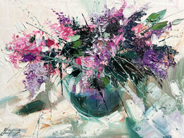 Картина под названием "Spring lilac" - Vahe Bagumyan, Подлинное произведение искусства, Масло Установлен на Деревянная рама…