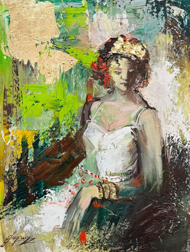 Painting titled "Rustic Reverie" by Vahe Bagumyan, Original Artwork, Oil Mounted on Wood Stretcher frame