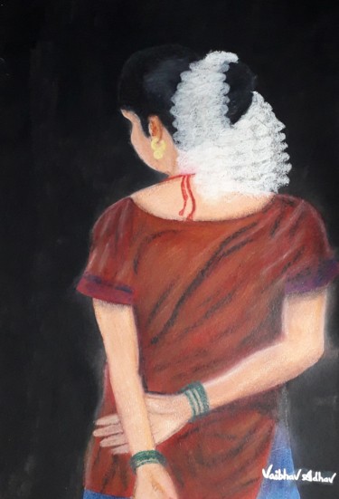 Painting titled "Indian Woman" by Sir.Vaibhav Adhav, Original Artwork, Pastel