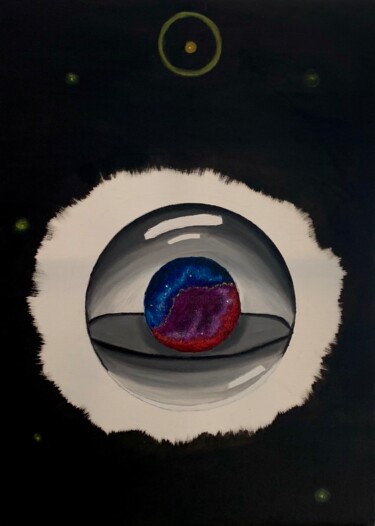 Peinture intitulée "Sphere of influence" par Vaire Valier, Œuvre d'art originale, Huile Monté sur Panneau de bois