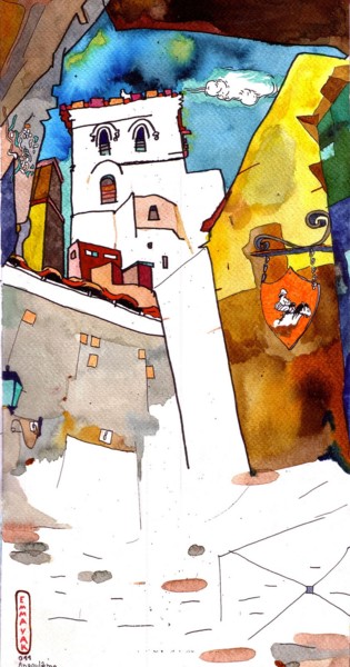 Rysunek zatytułowany „My street 3” autorstwa Vakarelova Emma, Oryginalna praca, Długopis