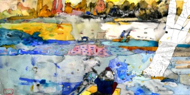 Malerei mit dem Titel "By the lake" von Vakarelova Emma, Original-Kunstwerk, Aquarell