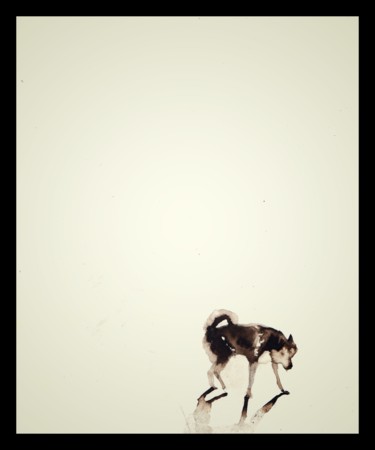 Dessin intitulée "Husky" par Vakarelova Emma, Œuvre d'art originale, Encre