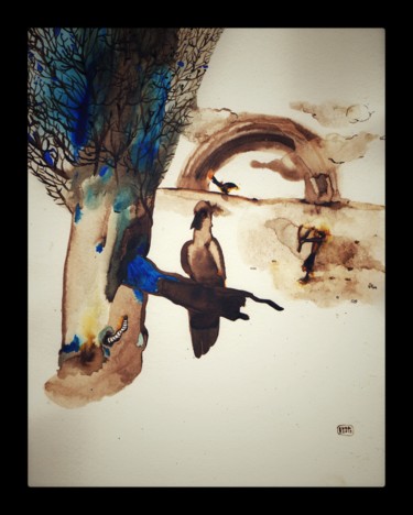Картина под названием "Sling" - Vakarelova Emma, Подлинное произведение искусства, Чернила