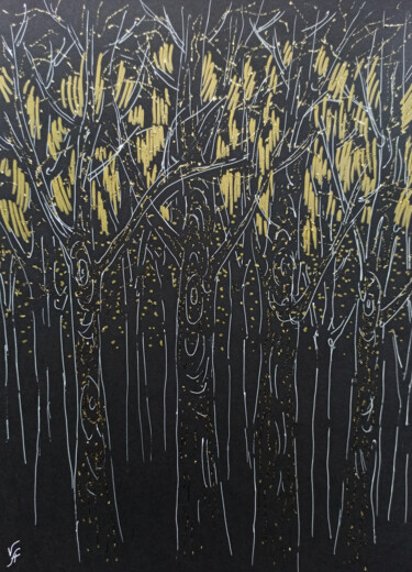 Desenho intitulada "FAIRY FOREST - abst…" por Alona Vakhmistrova, Obras de arte originais, Caneta de gel