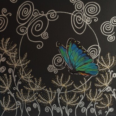 제목이 "BLUE BUTTERFLIES -…"인 미술작품 Alona Vakhmistrova로, 원작, 기름 나무 들것 프레임에 장착됨