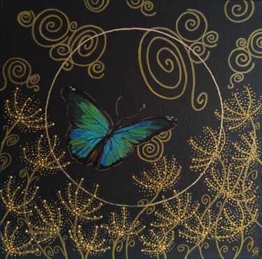 Картина под названием "BLUE BUTTERFLIES -…" - Alona Vakhmistrova, Подлинное произведение искусства, Масло Установлен на Дере…
