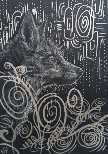 Drawing titled "FOX IN THE GRASS (S…" by Alona Vakhmistrova, Original Artwork, Pencil
