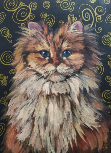 Schilderij getiteld "SMOOTHIE CAT - abst…" door Alona Vakhmistrova, Origineel Kunstwerk, Acryl