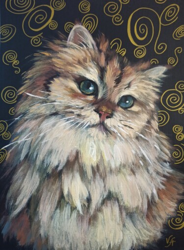 Painting titled "SMOOTHIE CAT - pain…" by Alona Vakhmistrova, Original Artwork, Acrylic